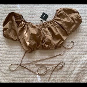 Off the shoulder puffer crop top